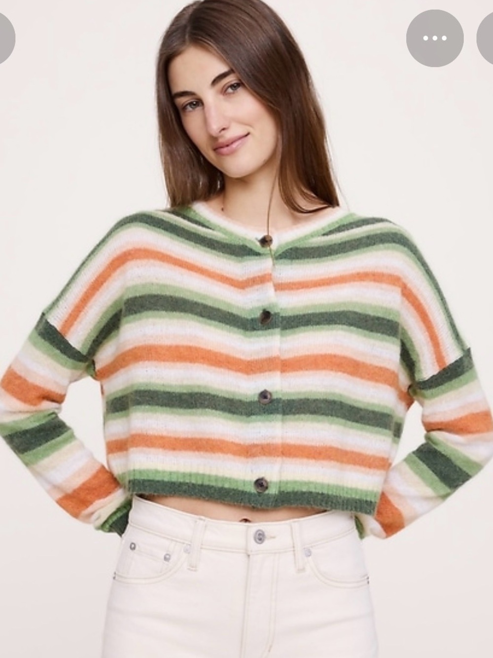 NWOT Banana Republic Italian Alpaca Cropped Striped Sweater Sz XS